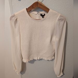 New Quince Women's Long Sleeve Chifon Smocked Blouse M NWT